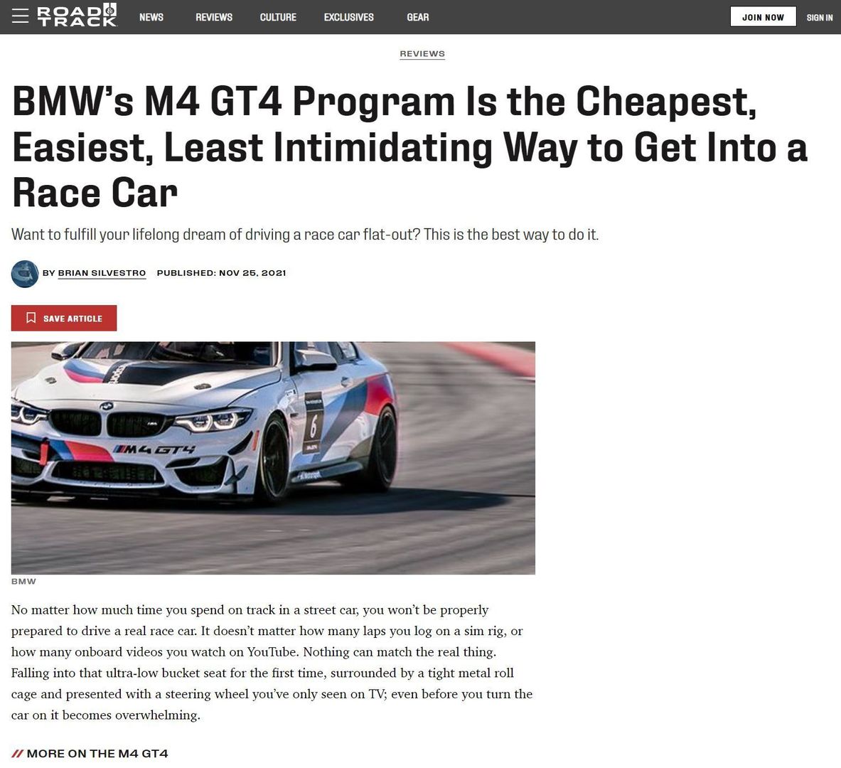 Road and Track Feature: BMW M4 GT4 
#Published #MagazineArticle 