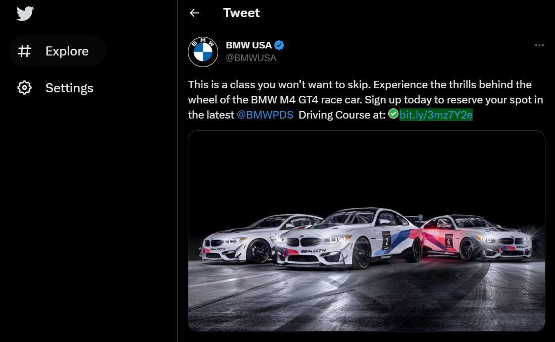 Just a tweet.... @BMWUSA #BMW #BMWM4GT4 #TwitterShare